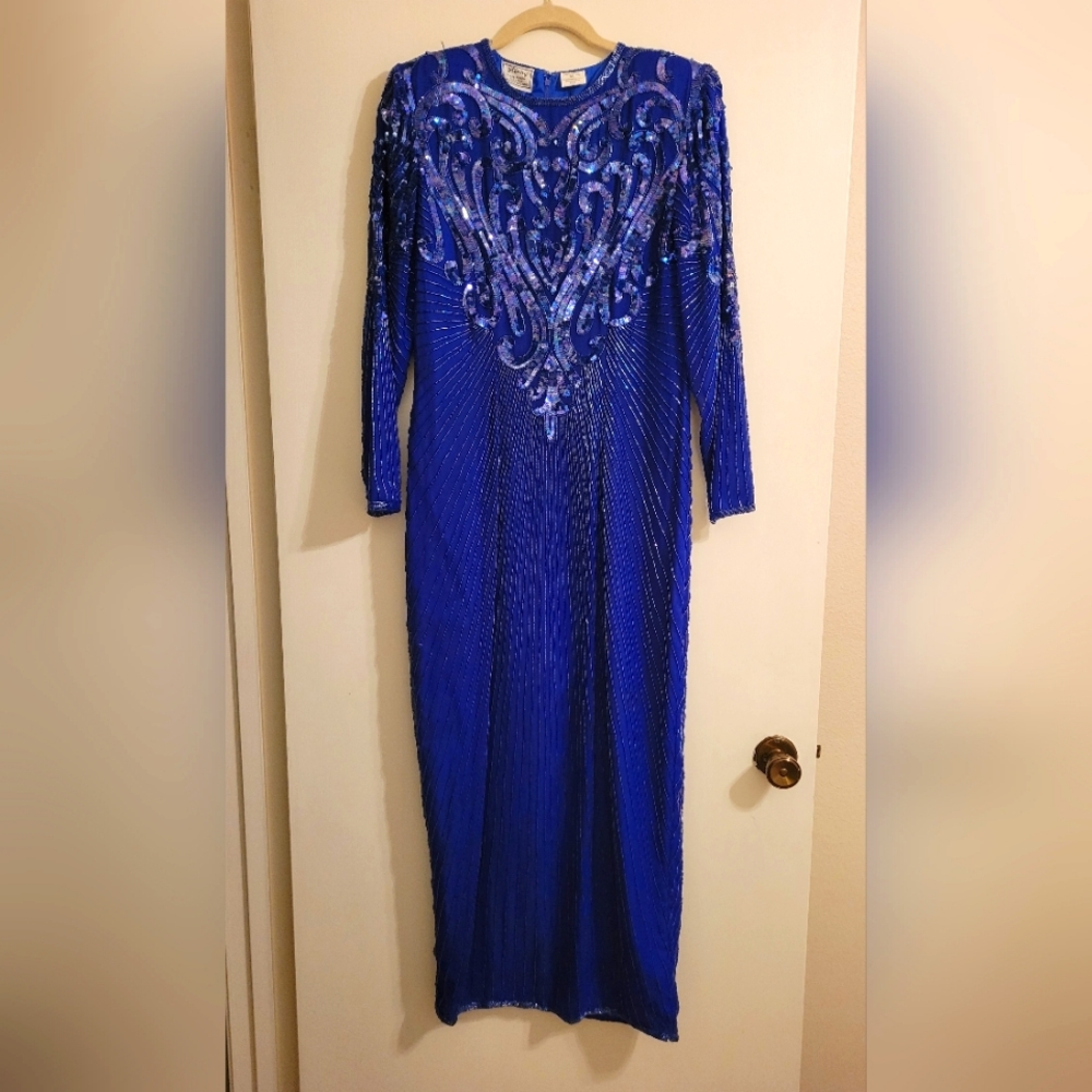Royal Blue Sequin and Beaded Formal Gown